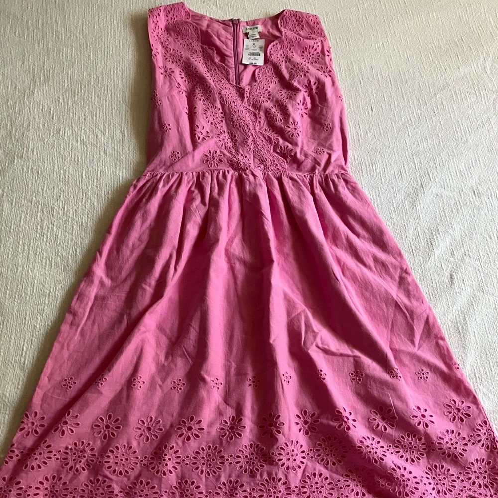 J. Crew Pink Eyelet Cotton Dress